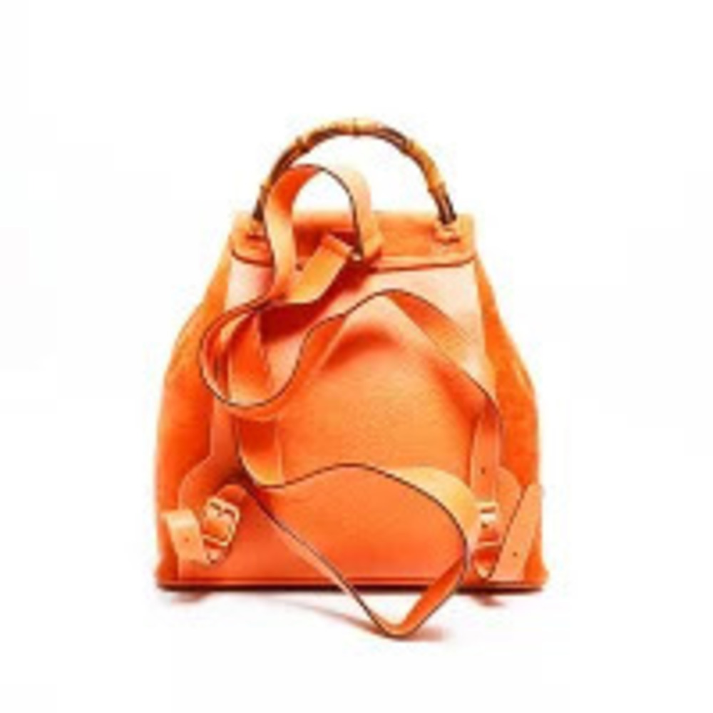 Gucci Suede Bamboo Backpack Daypack Orange